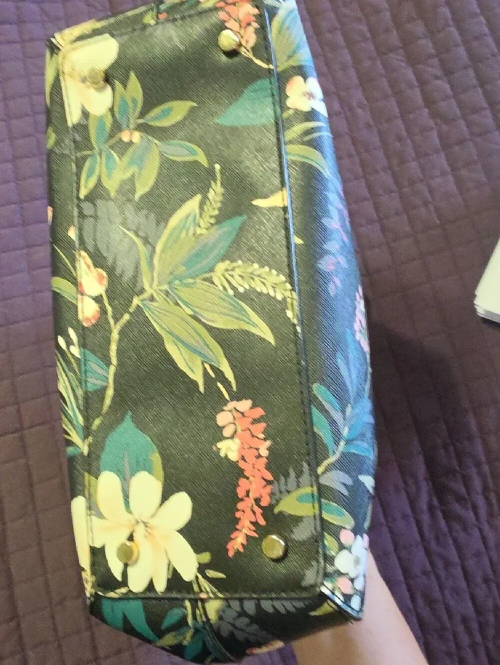 kate spade Black Floral Dome Satchel with Multicolor Blooms